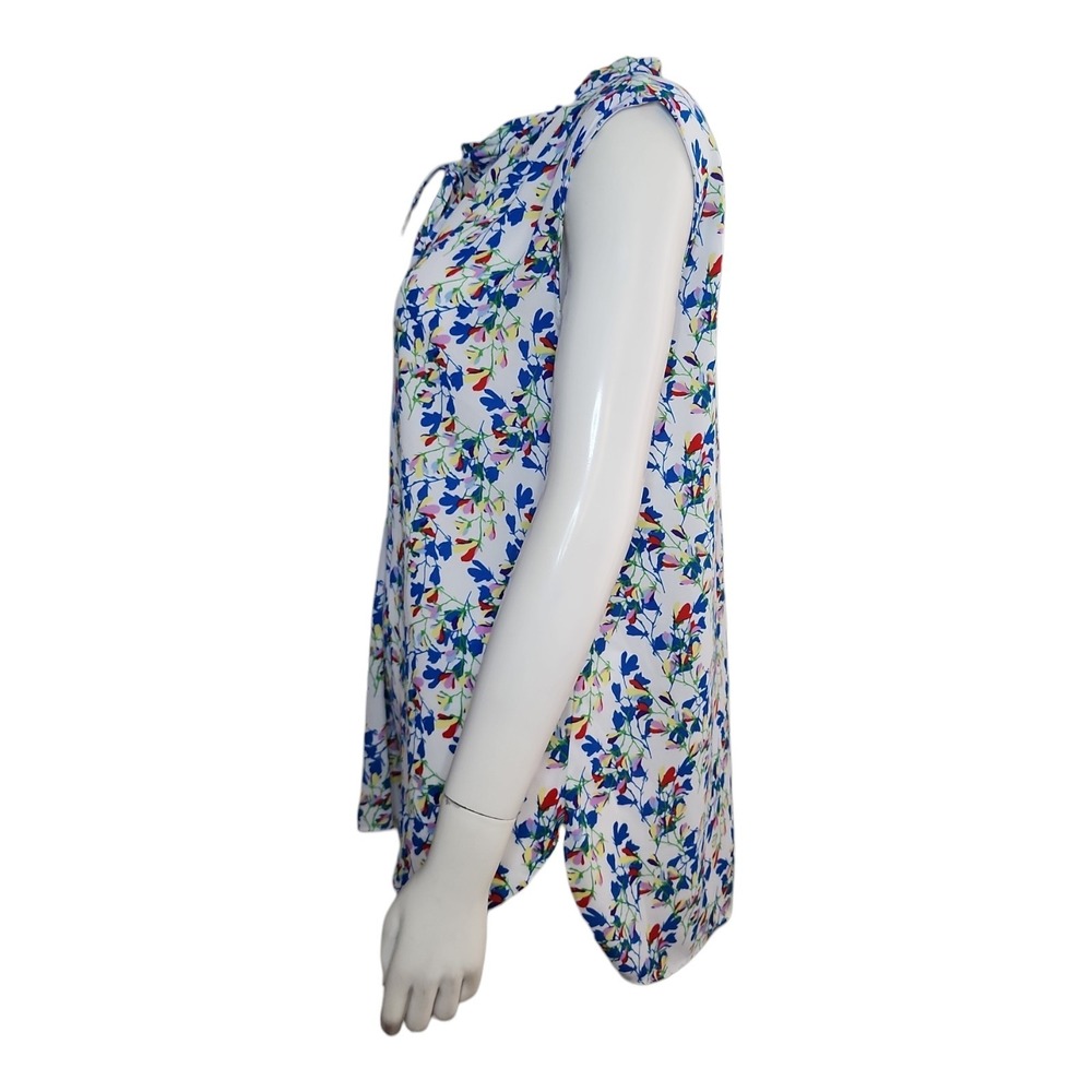 Dalia Top Womens Size M Medium White Floral Multicolored Lightweight Office - Picture 2 of 7
